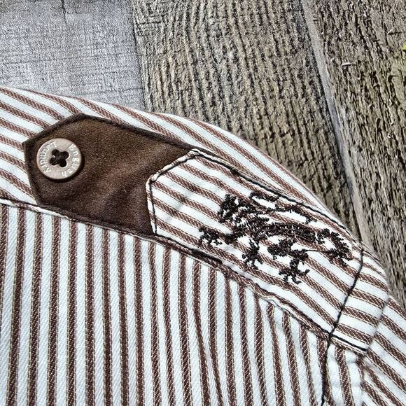 5/$25 English Laundry Vintage Y2K Brown and White Pinstripe Embroidered - Picture 3 of 10